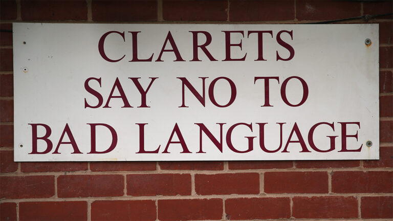 clarets say no to bad language sign turf moor burnley newcastle united nufc 1120 768x432 1