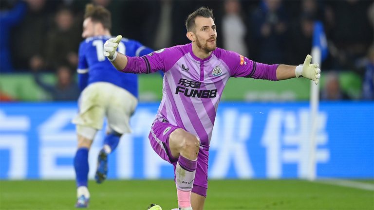 martin dubravka arms out james maddison background leicester newcastle united nufc 1120 768x432 1