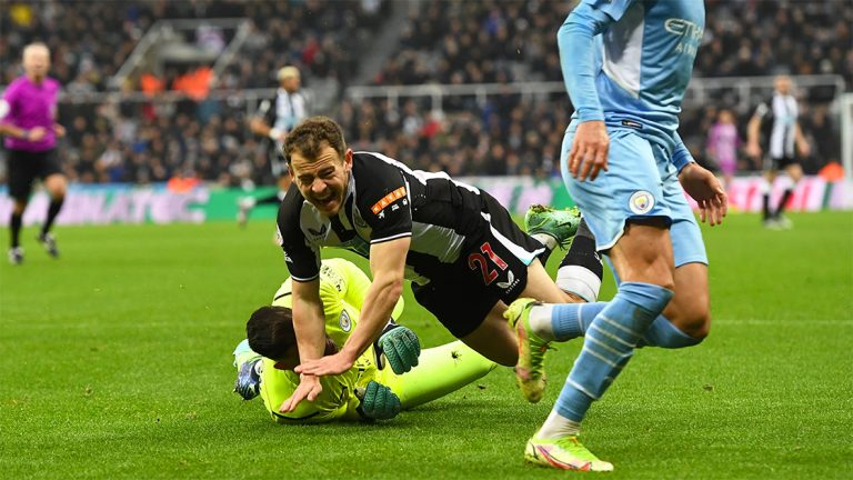 ryan fraser ederson tackle manchester city newcastle united nufc 1120 768x432 1
